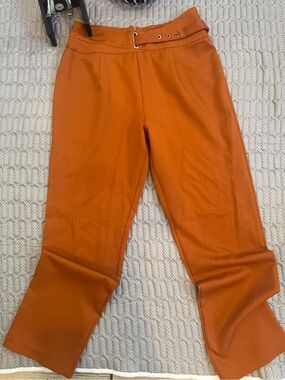 Women’s High-Waist Rust Orange Wide-Leg Pants